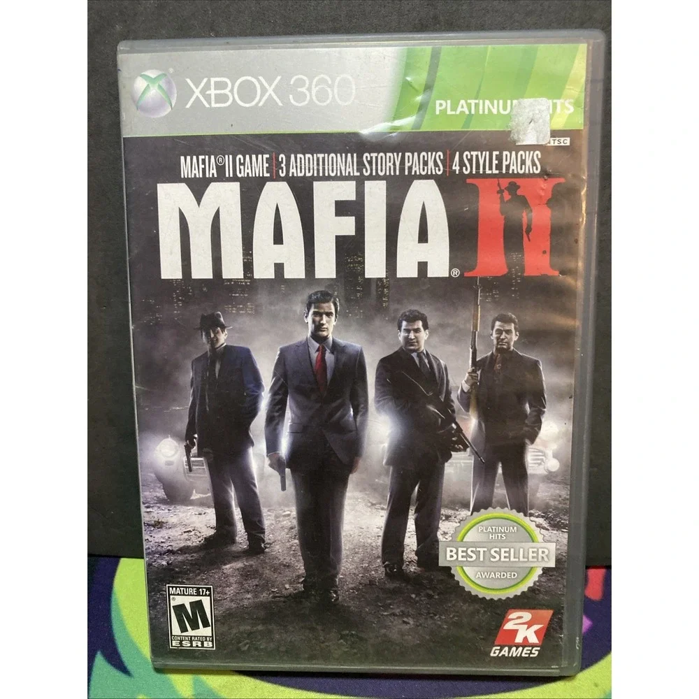 Mafia II (Xbox 360, 2011) Platinum Hits Complete w/ 2-Discs Game Manual